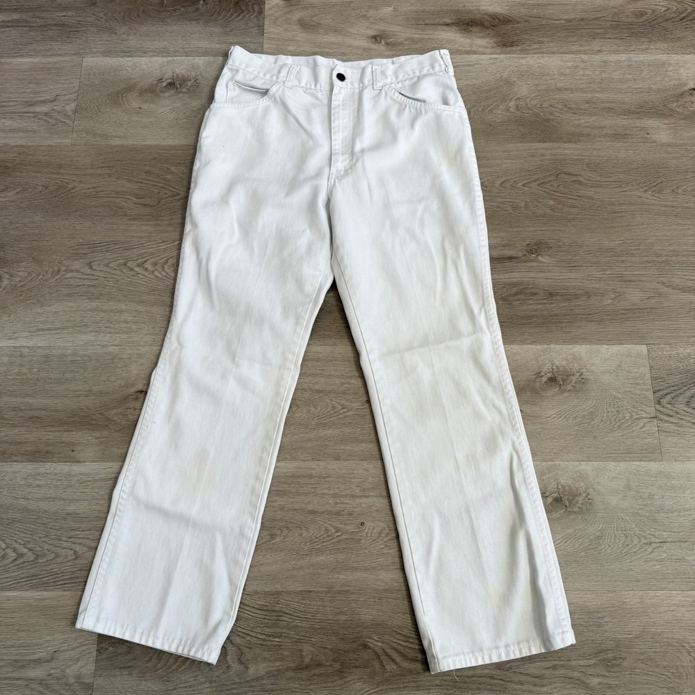 Dickies Vtg 70s 80s White Denim Painter Work Pants Mens 32x28 (Tag 34x30) USA